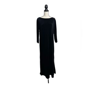 Marc Ware Elegant Black Velvet Bateau Neck‎ Maxi Dress